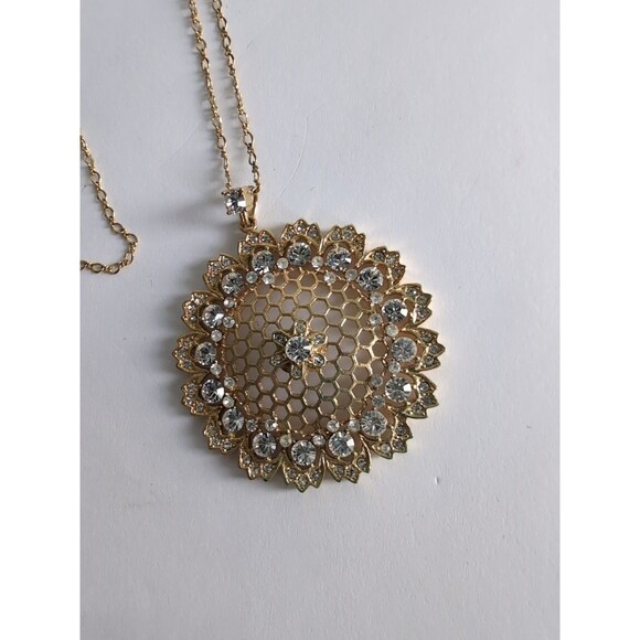 Nolan Miller Glamour Collection Clear Rhinestone And Gold Necklace - Picture 6 of 7